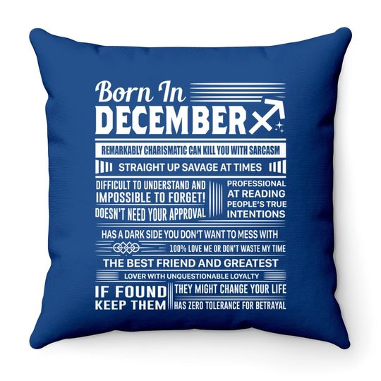 Born In December Sagittarius Throw Pillow