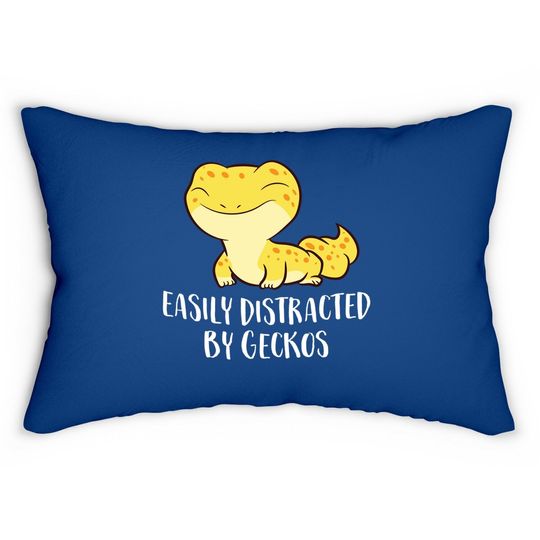 Easily Distracted By Geckos Cute Leopard Lizard Lumbar Pillow