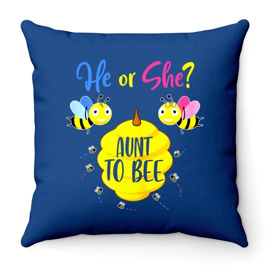 He Or She Aunt To Bee Gender Reveal Baby Shower Throw Pillow