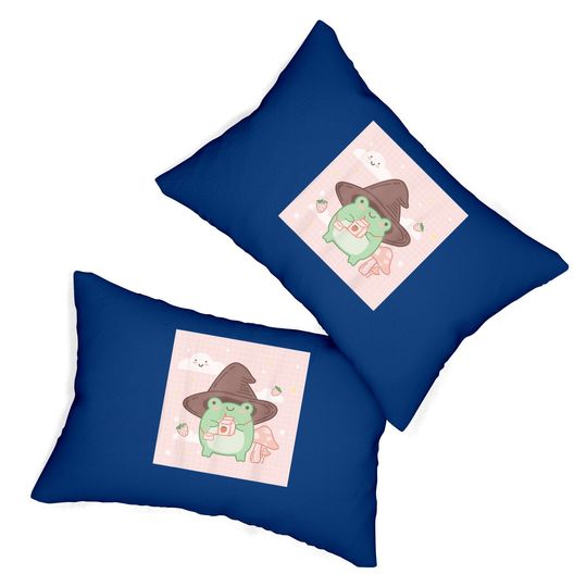 Cotttagecore Frog Wizard Kawaii Aesthetic Lumbar Pillow