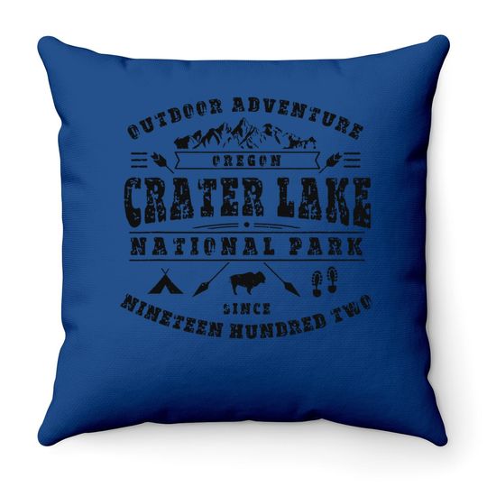 Crater Lake National Park Oregon Hiking Camping Wildlife Throw Pillow