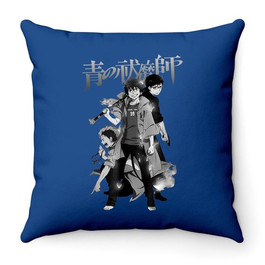 Exorcist Design Art Blue Anime Manga Throw Pillow