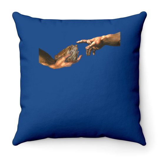 Michelangelo's Toad Parody, Creation Of A Toad Frog Throw Pillow