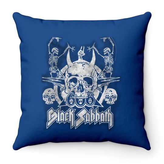 Vintage Concert Black Sabbath  Dancing Skeletons Throw Pillow