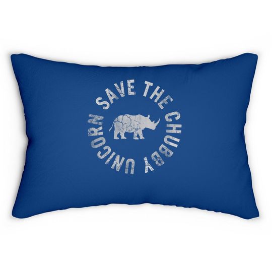 Save The Chubby Unicorn Rhino Rhinoceros Funny Humor Lumbar Pillow
