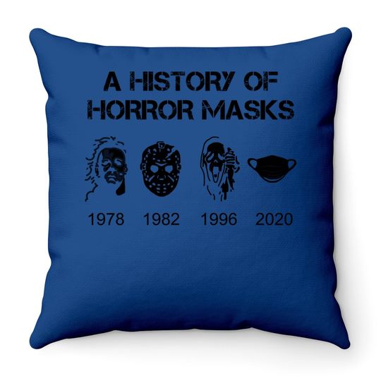 A History Of Horror Masks Halloween & Movie Throw Pillow
