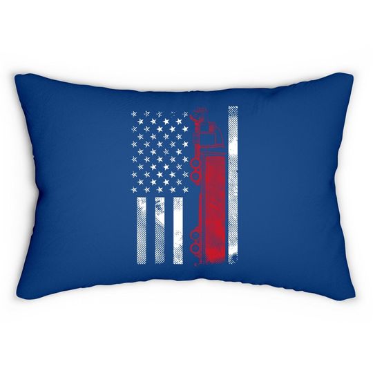 Us American Flag Semi Truck Driver 18 Wheeler Trucker Lumbar Pillow