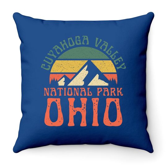 Cuyahoga Valley National Park Ohio Hiking Retro Sunset Throw Pillow