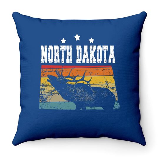 Vintage North Dakota Hunter Throw Pillow