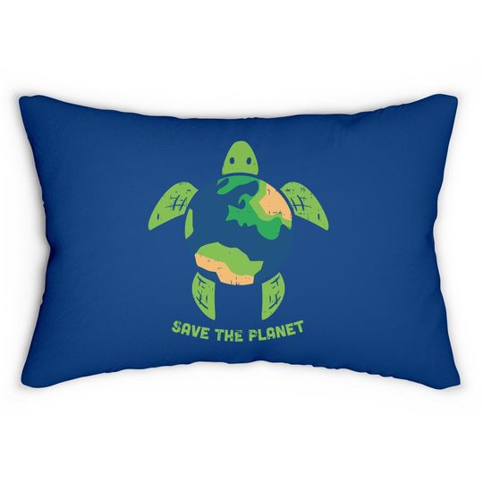 Save The Planet Earth Day Environment Turtle Recycle Ocean Lumbar Pillow