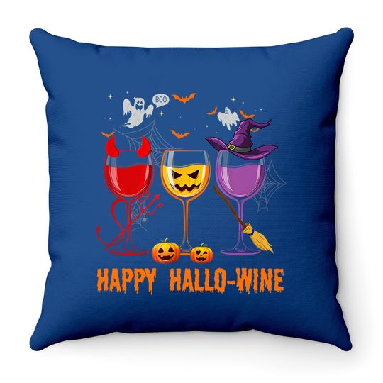 Happy Hallo Wine Glass Wine Drinking Throw Pillow