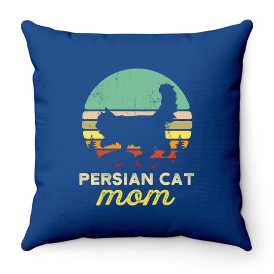 Retro Persian Cat Mom Gift Pet Owner Throw Pillow