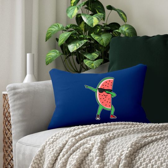 Dabbing Watermelon Kawaii Dab Summer Fruit Melon Lumbar Pillow