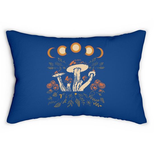 Mushroom Foraging Alt Aesthetic Vintage Witchy Lumbar Pillow