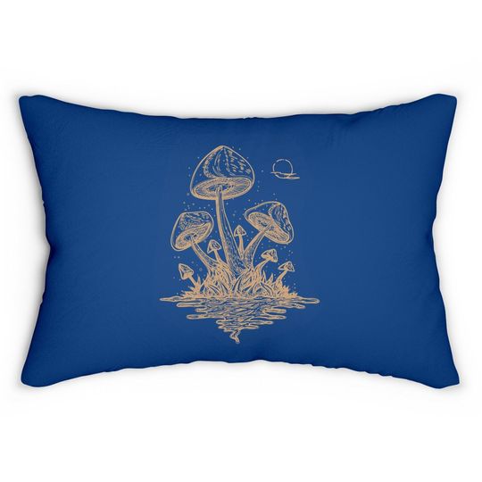 Cottagecore Mushrooms Fungi Goblincore Aesthetic Lumbar Pillow