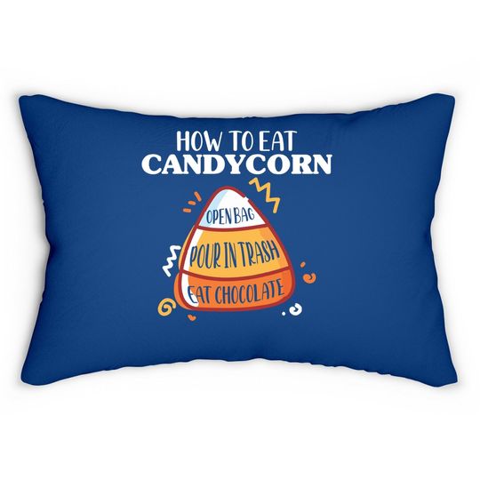 How To Eat Candy Corn - Halloween - National Candy Corn Day Lumbar Pillow