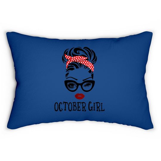 October Girl Woman Face Wink Eyes Lady Face Birthday Gift Lumbar Pillow