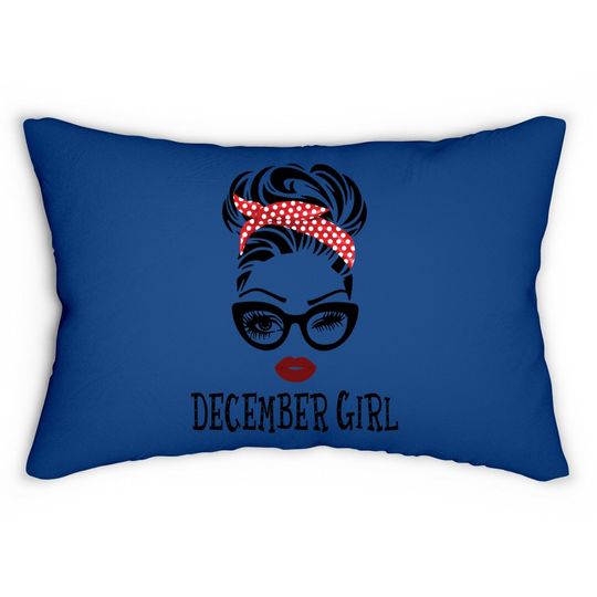 December Girl Woman Face Wink Eyes Lady Face Birthday Gift Lumbar Pillow
