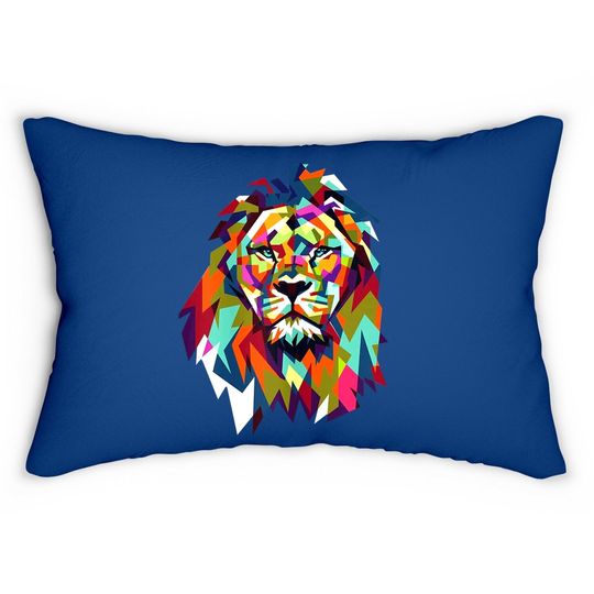 Cool Leo Star Sign Geometric African Animal Cat Lion Face Lumbar Pillow