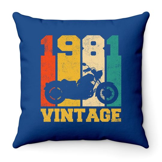 40 Years Old Gifts Vintage 1981 Motorcycle Throw Pillow