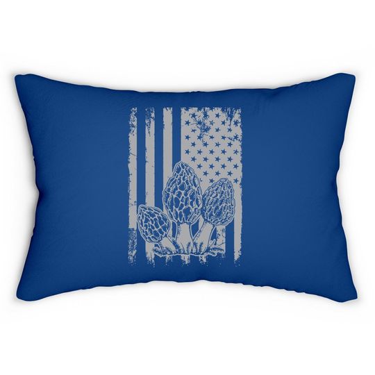 Morel Mushrooms American Flag Patriotic Fathers Day Lumbar Pillow