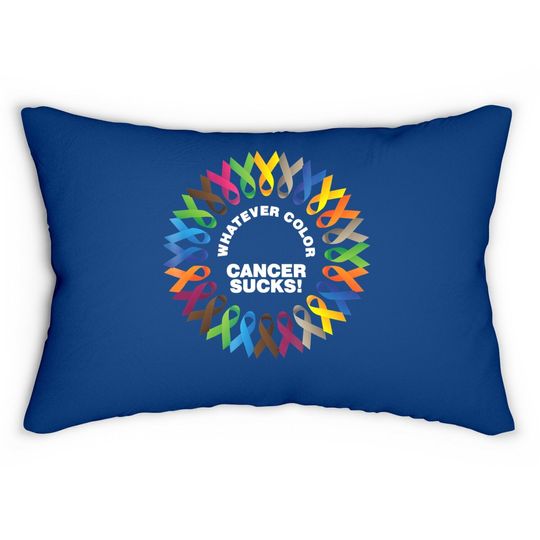Whatever Color Cancer Sucks Fight Cancer Ribbons Lumbar Pillow