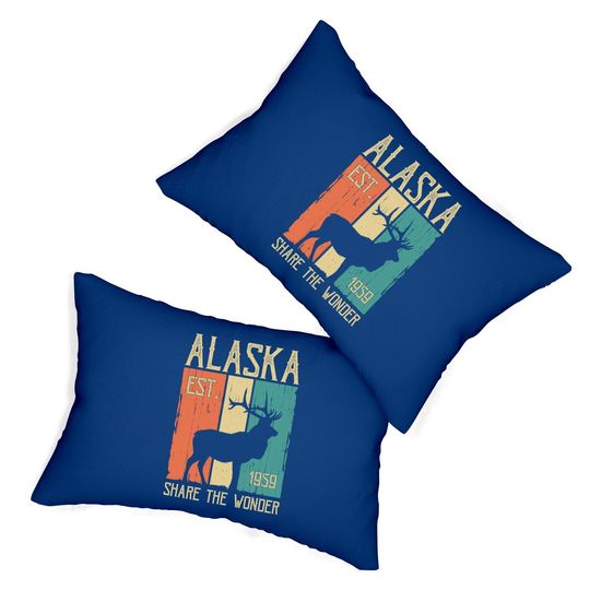 Vintage Sports Design Alaskan Elk For Alaska Day Lumbar Pillow