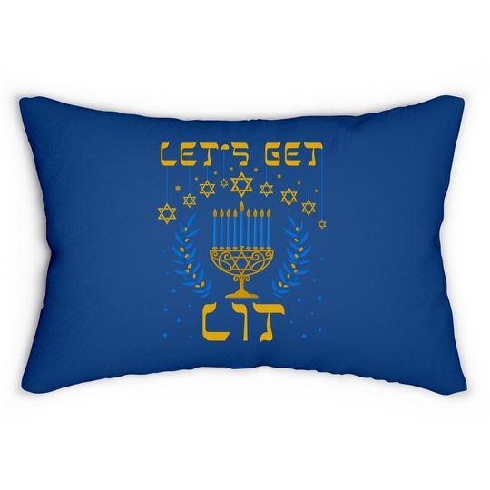 Let's Get Lit Hanukkah Jew Menorah Lumbar Pillow