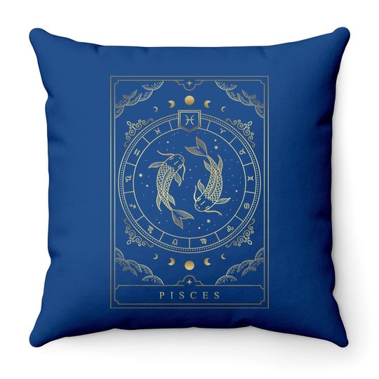 Pisces Horoscope And Zodiac Symbol Throw Pillow