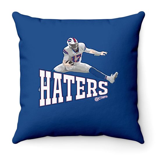 Josh Allen Jumping Over The Haters Throw Pillow