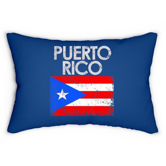 Vintage Puerto Rico Rican Flag Lumbar Pillow