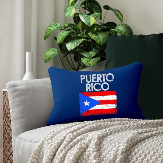 Vintage Puerto Rico Rican Flag Lumbar Pillow