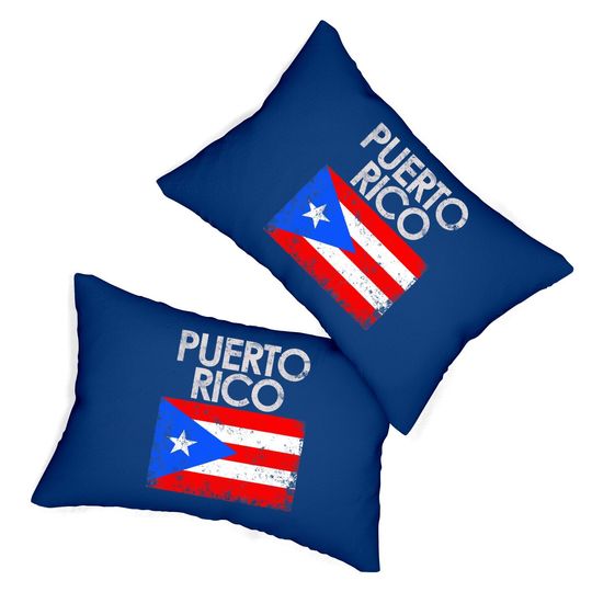 Vintage Puerto Rico Rican Flag Lumbar Pillow