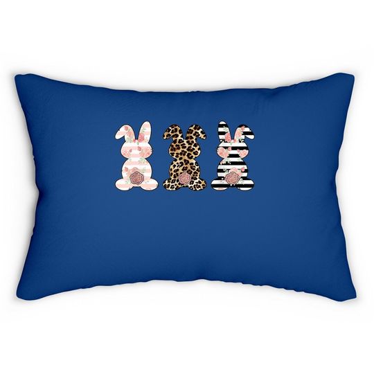 Easter Bunny Rabbit Trio Cute Easter Lumbar Pillow