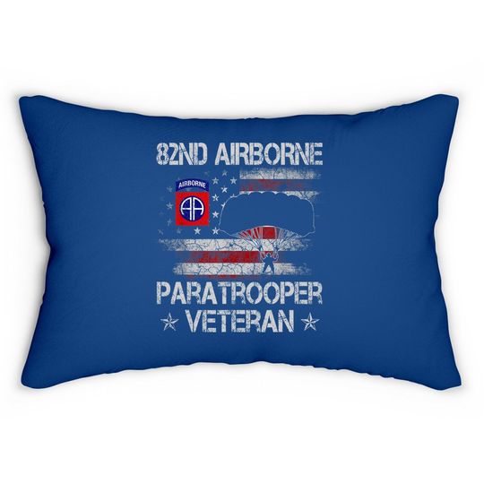 Airborne Paratrooper Veteran Flag Lumbar Pillow, Veterans Day Lumbar Pillow
