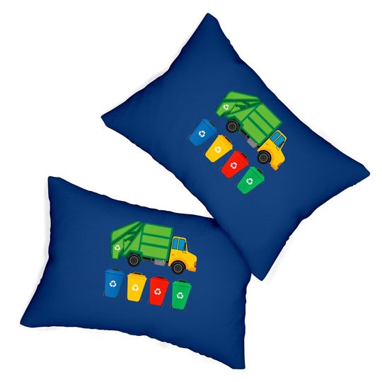 Garbage Truck Recycling Bins Earth Day Children Toddler Lumbar Pillow