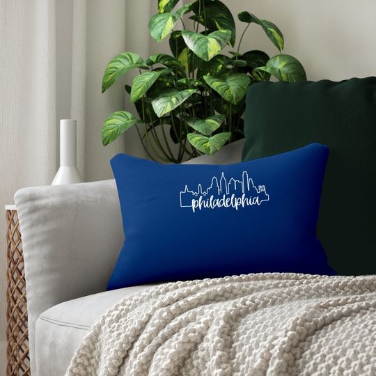 Philadelphia City Skyline Philly Love Gift Lumbar Pillow