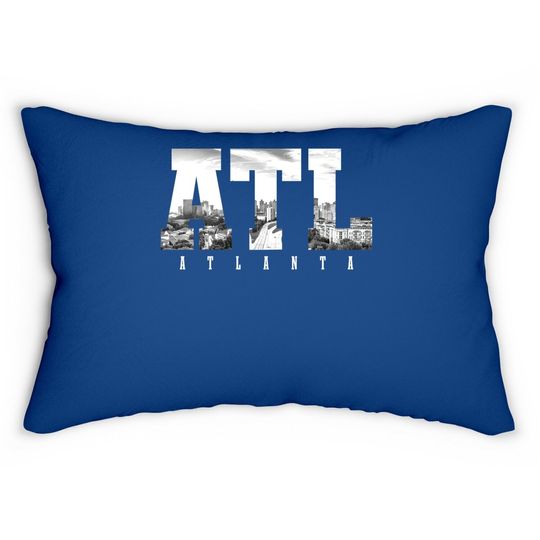 Atl Atlanta Skyline Pride Black & White Vintage Georgia Lumbar Pillow