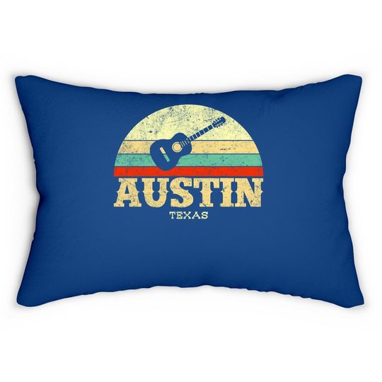 Retro Austin Texas Guitar Lumbar Pillow