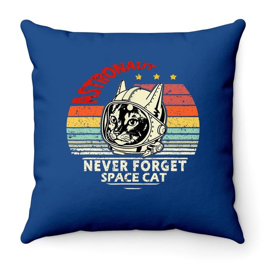 Astronaut Cat Retro Space Cat Throw Pillow