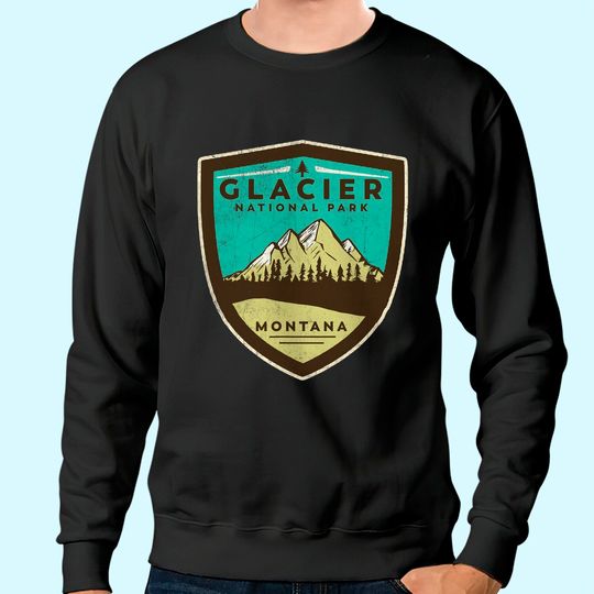 Retro Glacier National Park Montana Mountains Vintage Badge Sweatshirt