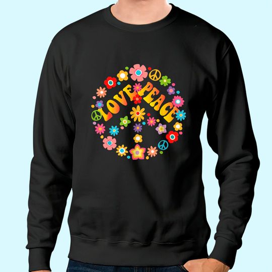 PEACE SIGN LOVE Sweatshirt 60s 70s Tie Dye Hippie Costume Sweatshirt Sweatshirt