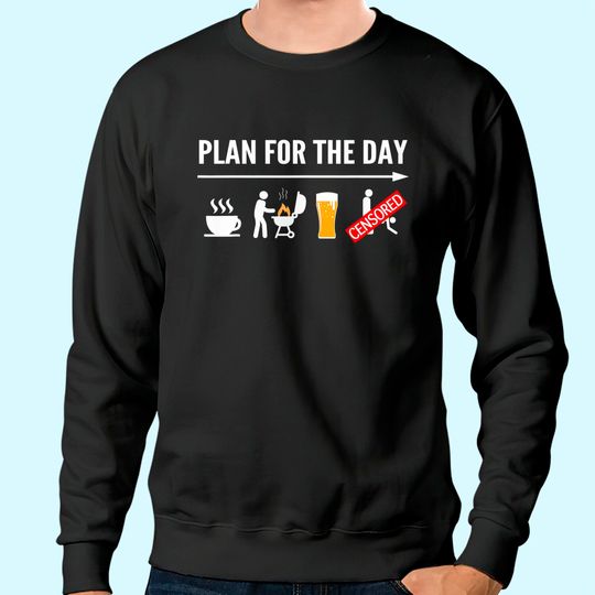 Funny BBQ Sweatshirt For Men Coffee, Grilling, Beer Adult Humor Sweatshirt