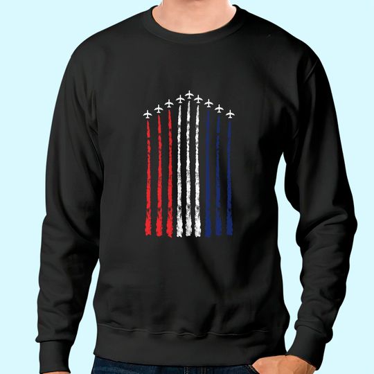 American Flag USA Fighter Jet Con Trail Sweatshirt