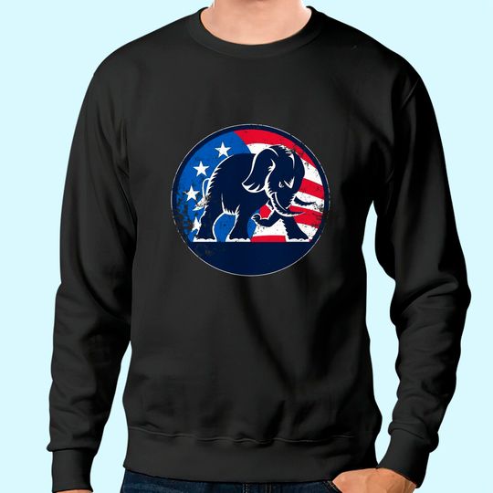 ShirtInvaders Republican Party Elephant Logo - Distressed Print Sweatshirt