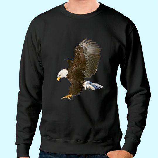 American Bald Eagle Swooping Photo Portrait Sweatshirt