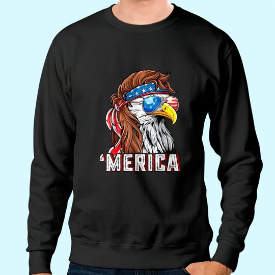Merica USA American Flag Patriotic 4th of July Bald Eagle Sweatshirt