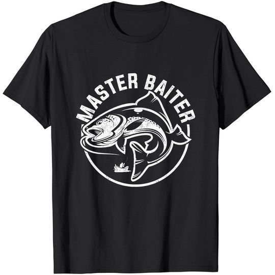 Master Baiter Fisherman Dad Husband Funny Fishing Graphic Premium T-Shirt
