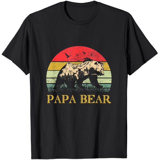 Mens Papa Bear Best Dad TShirt Fathers Day Father Pop T-Shirt