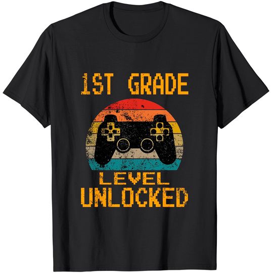 1st Grade Level Unlocked Gamer First Day Of School Boys T Shirt